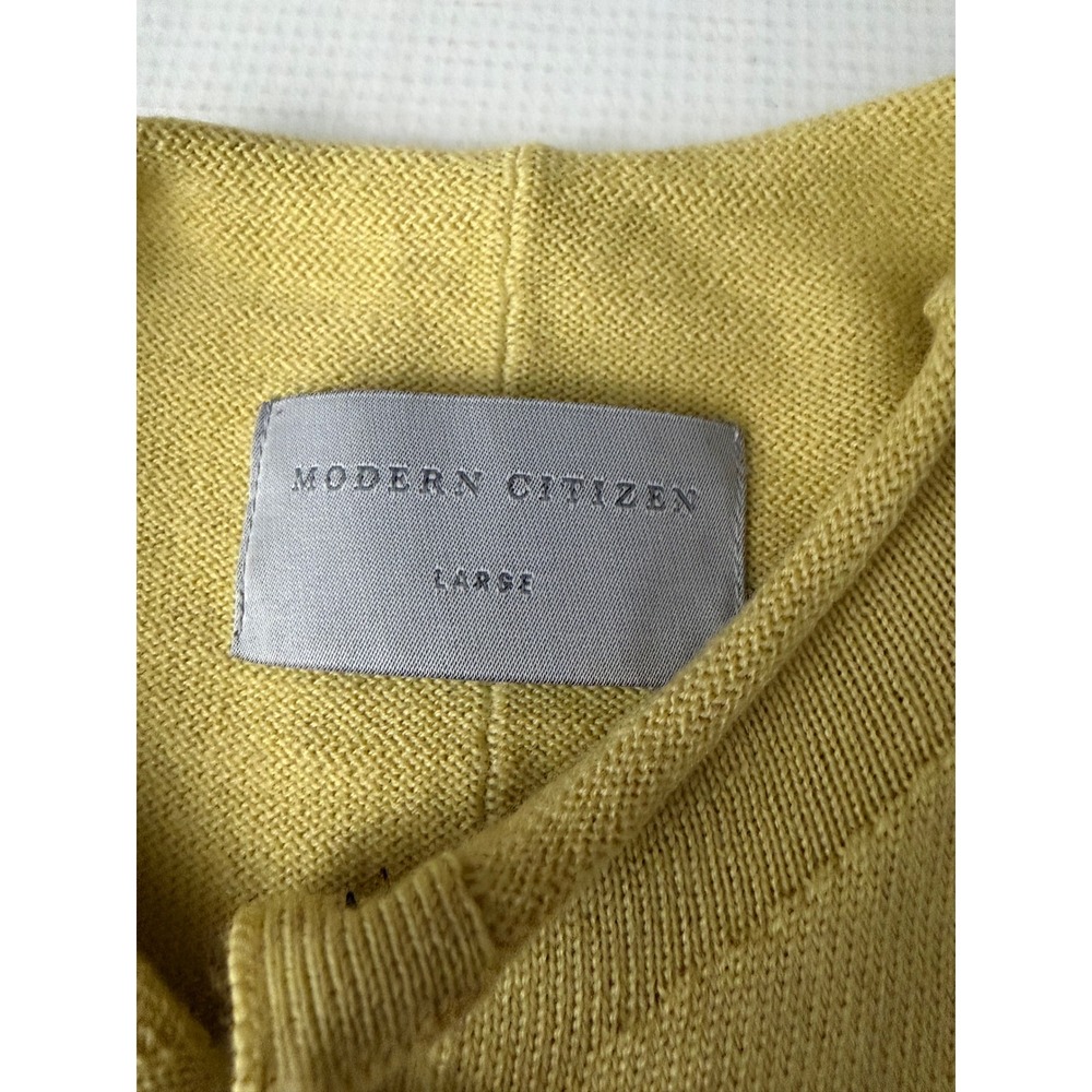 Modern Citizen Cardigan Women Large Yellow Short Sleeve Merino Wool - Picture 7 of 8